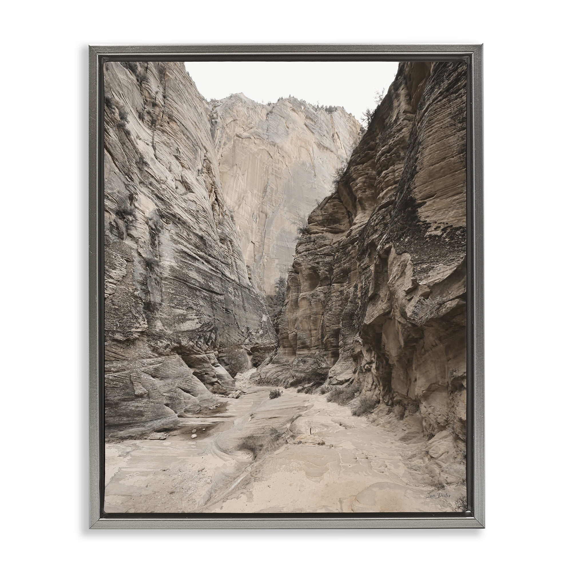 Stupell Industries Looming Sandy Cliffs Landscape Photography Gray Floater Framed Art Print Wall Art, 25 x 31