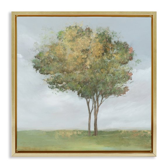 Stupell Industries Looming Spring Tree Bloom Gold Framed Floater Canvas Wall Art design by Ian C., 25 x 25