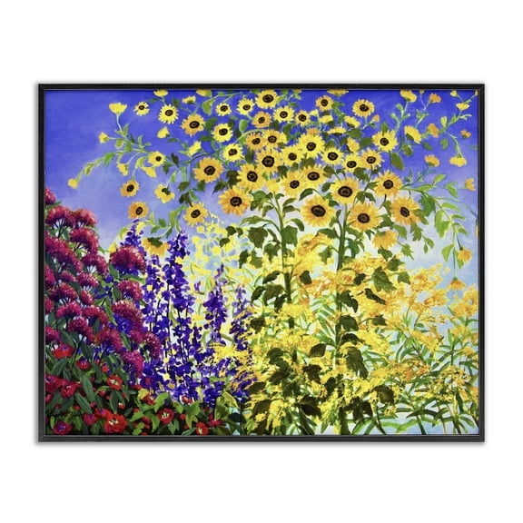 Looming Sunflowers Spring Garden Black Framed Giclee Art, 14 x 11, Made In USA