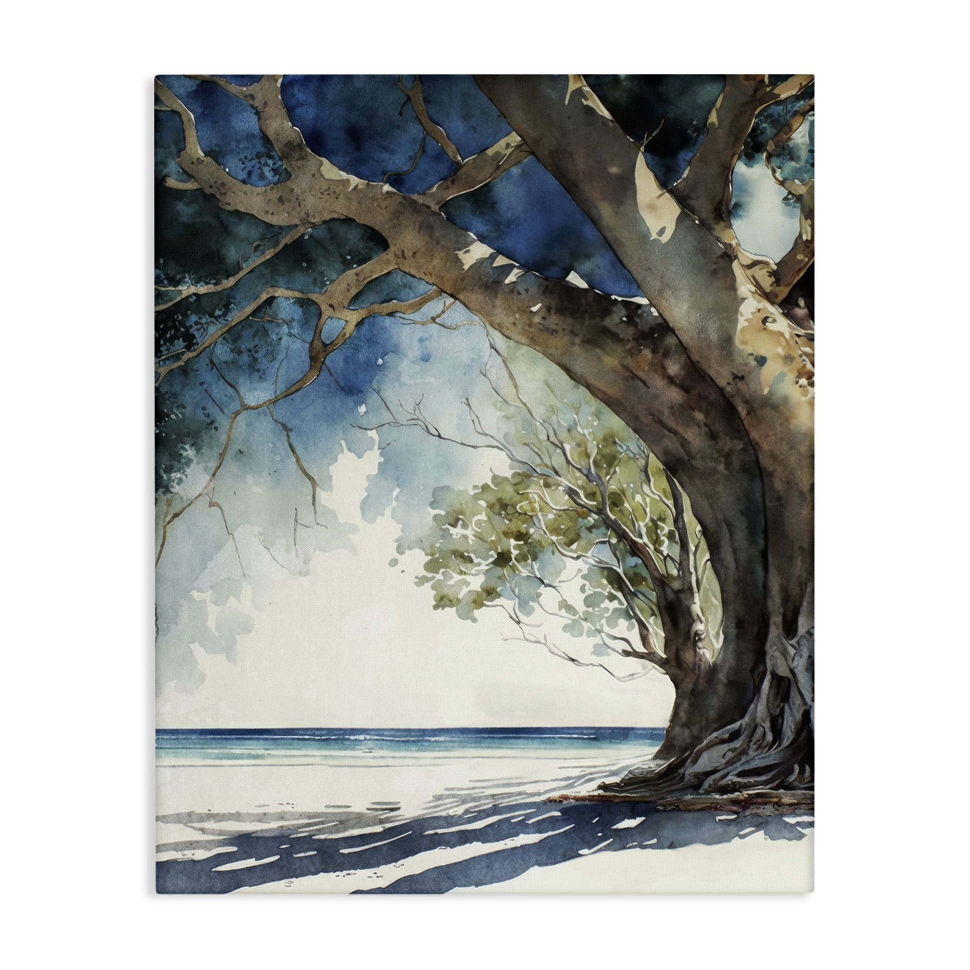 Stupell Industries Looming Tree on Coast Landscape & Nature Painting Wrapped Canvas Art Print Wall Art, 30 x 40