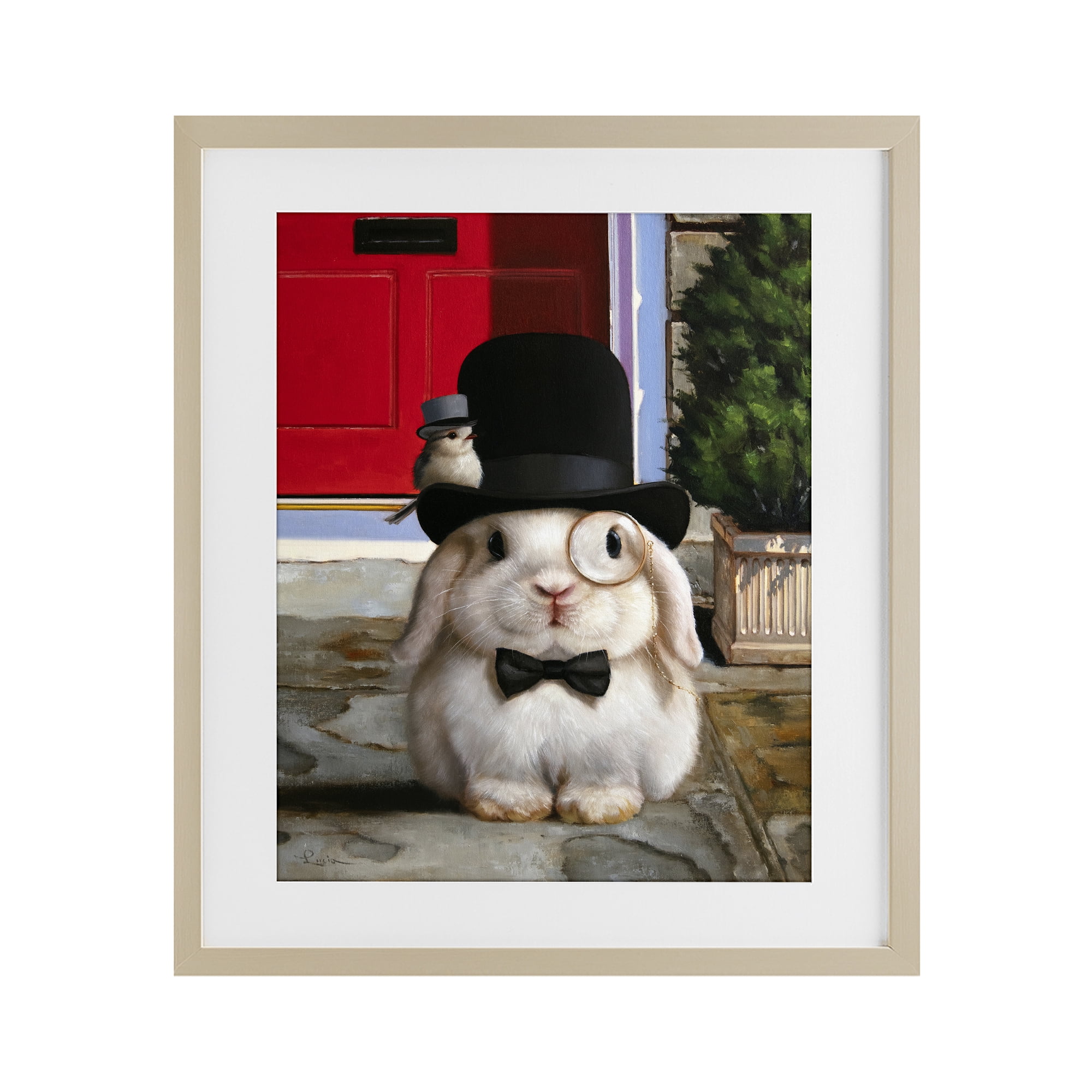 Stupell Industries Lord Bunbury Rabbit Birch Framed Print Under Glass, design by Lucia Heffernan