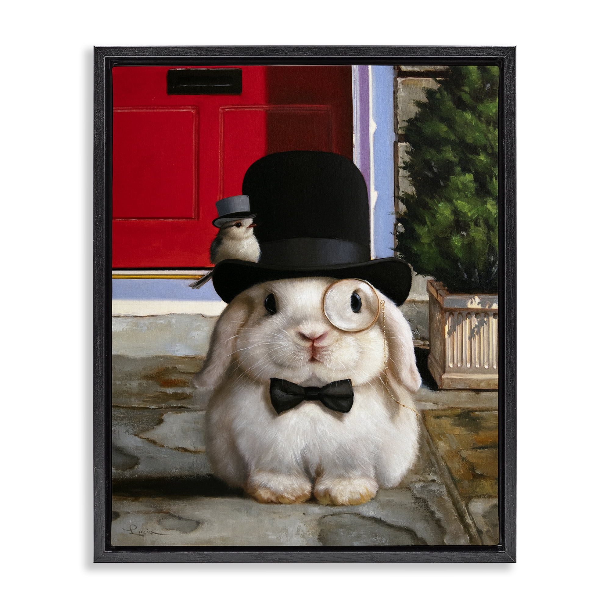 Stupell Industries Lord Bunbury Rabbit Black Framed Floater Canvas Wall Art, design by Lucia Heffernan