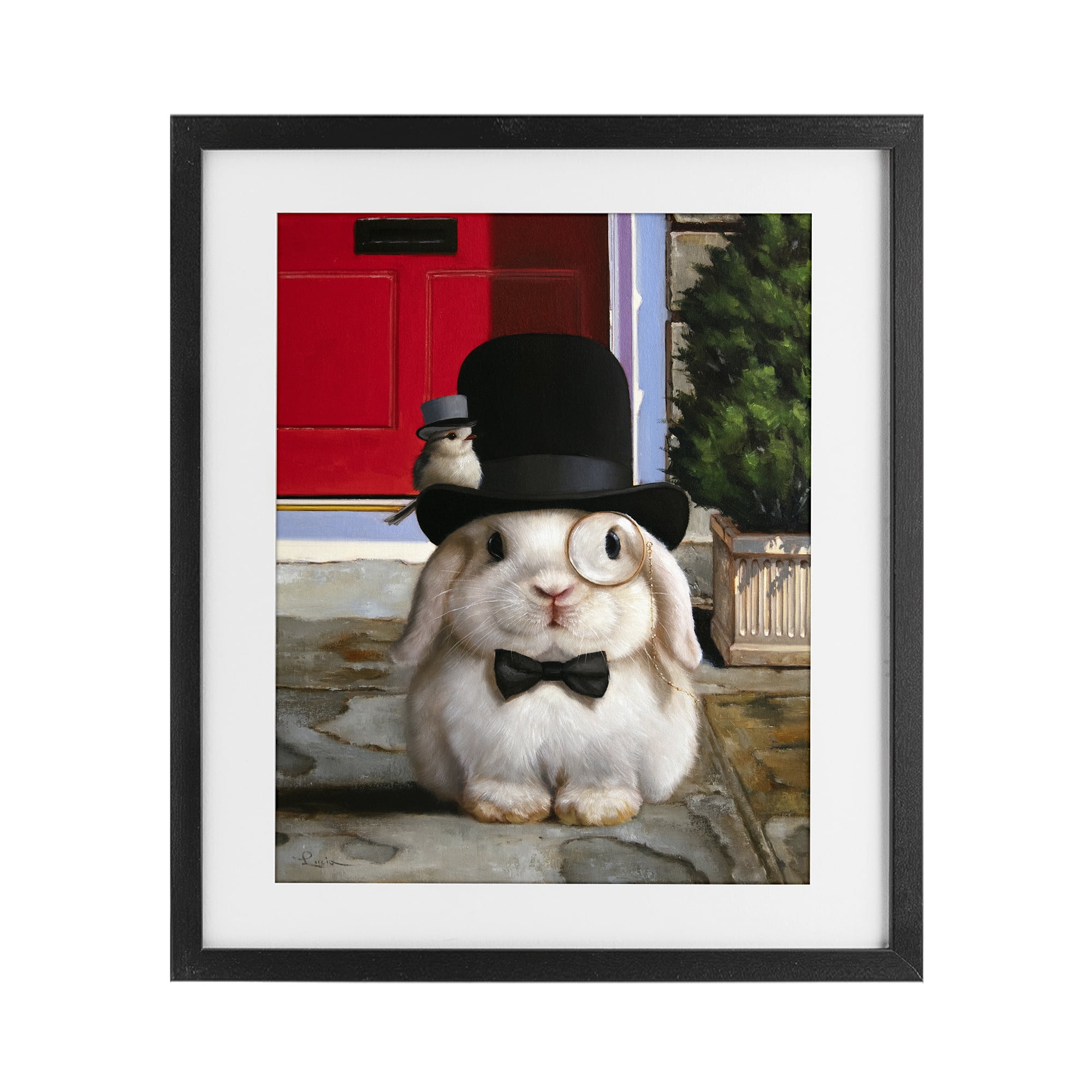 Stupell Industries Lord Bunbury Rabbit Black Framed Print Under Glass, design by Lucia Heffernan