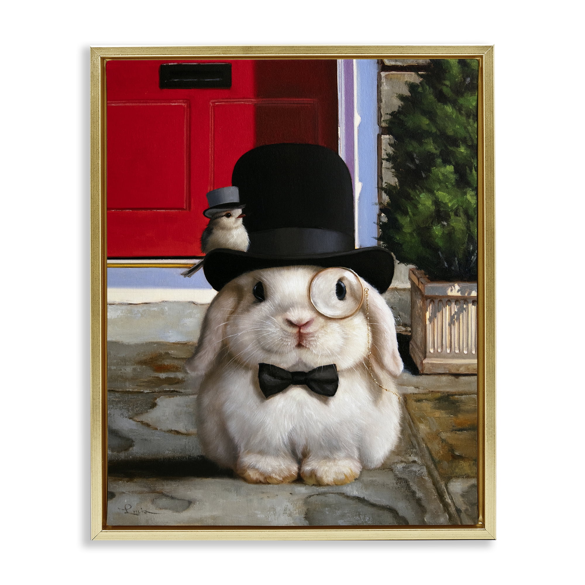 Stupell Industries Lord Bunbury Rabbit Gold Framed Floater Canvas Wall Art, design by Lucia Heffernan