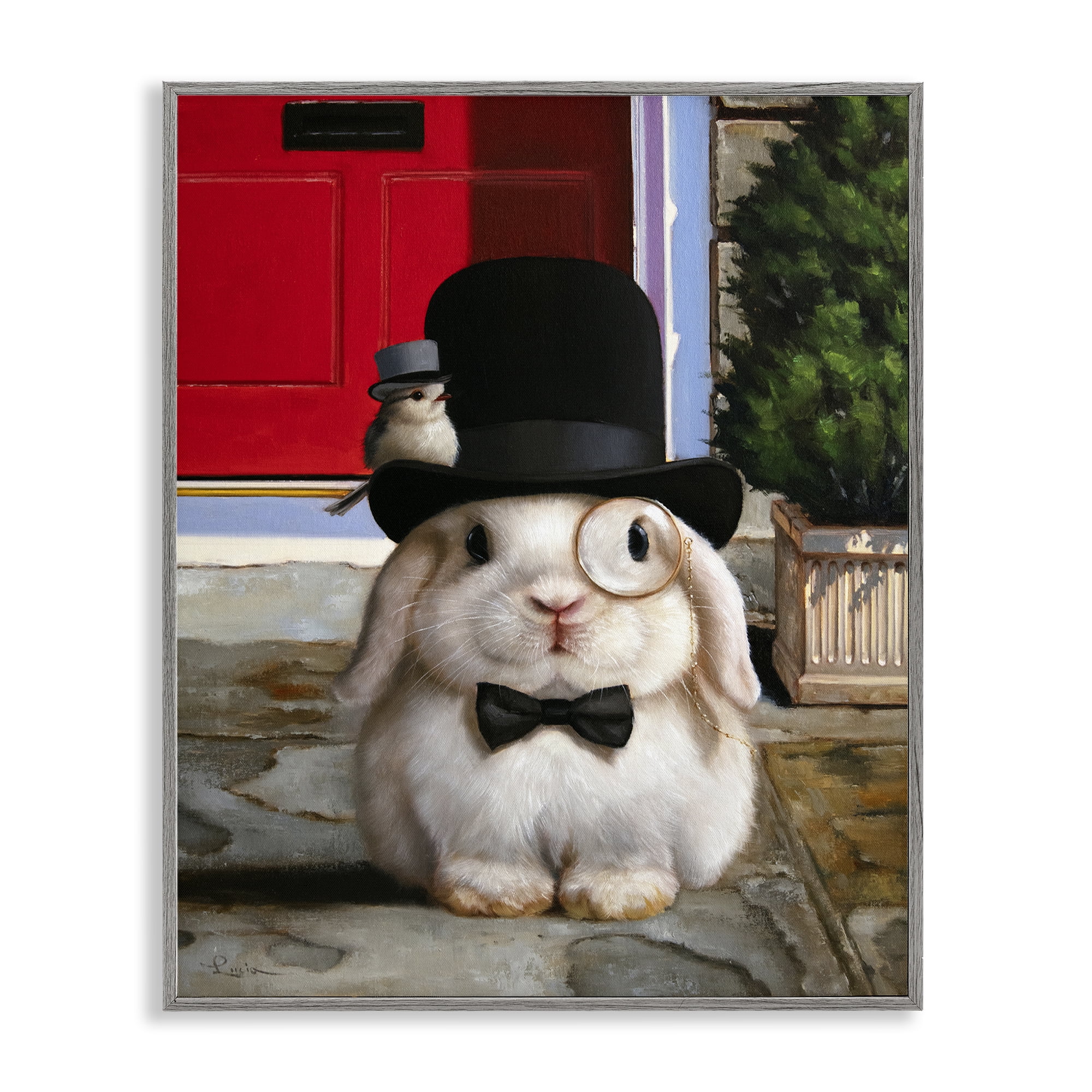 Stupell Industries Lord Bunbury Rabbit Gray Framed Giclee Art, design by Lucia Heffernan