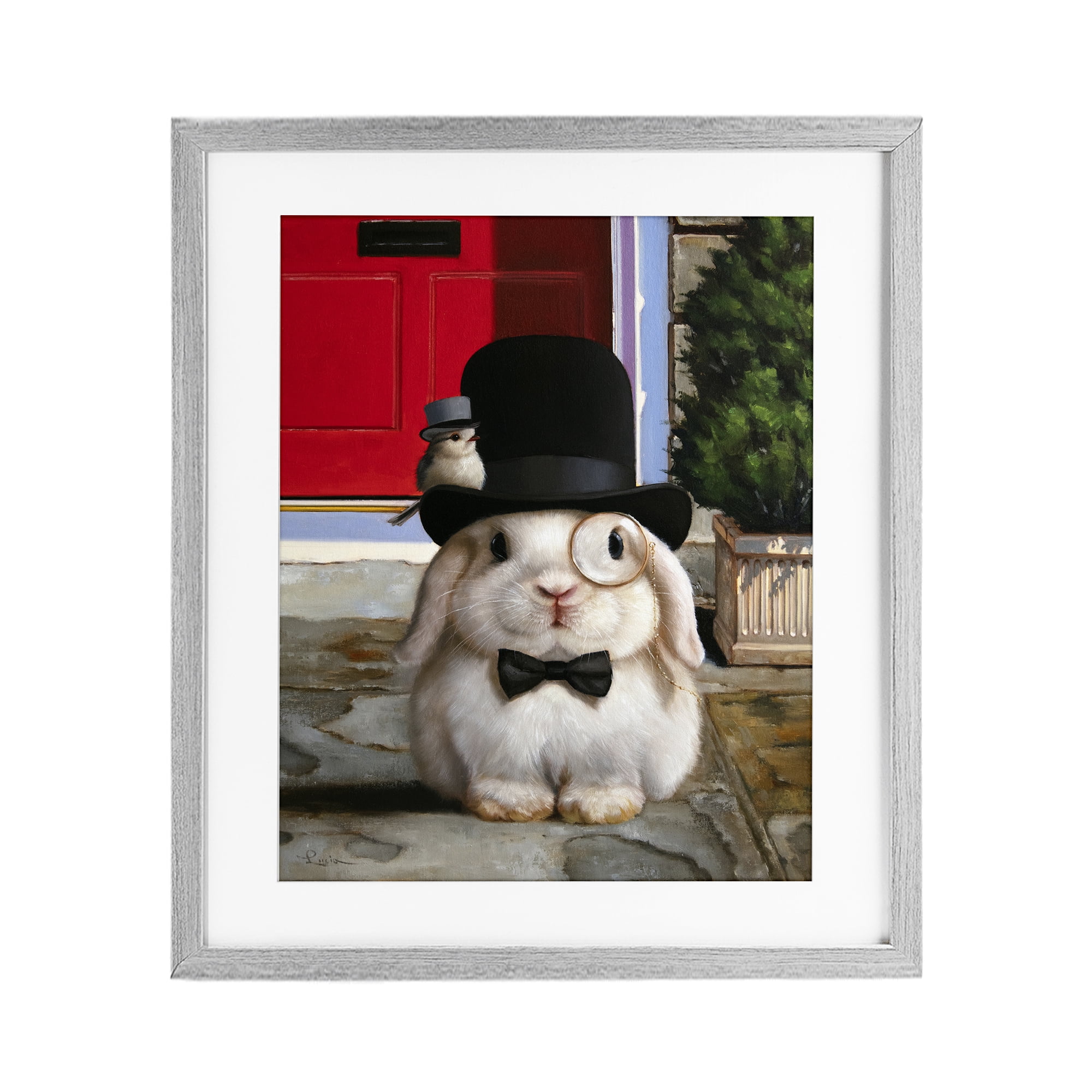 Stupell Industries Lord Bunbury Rabbit Gray Framed Print Under Glass, design by Lucia Heffernan
