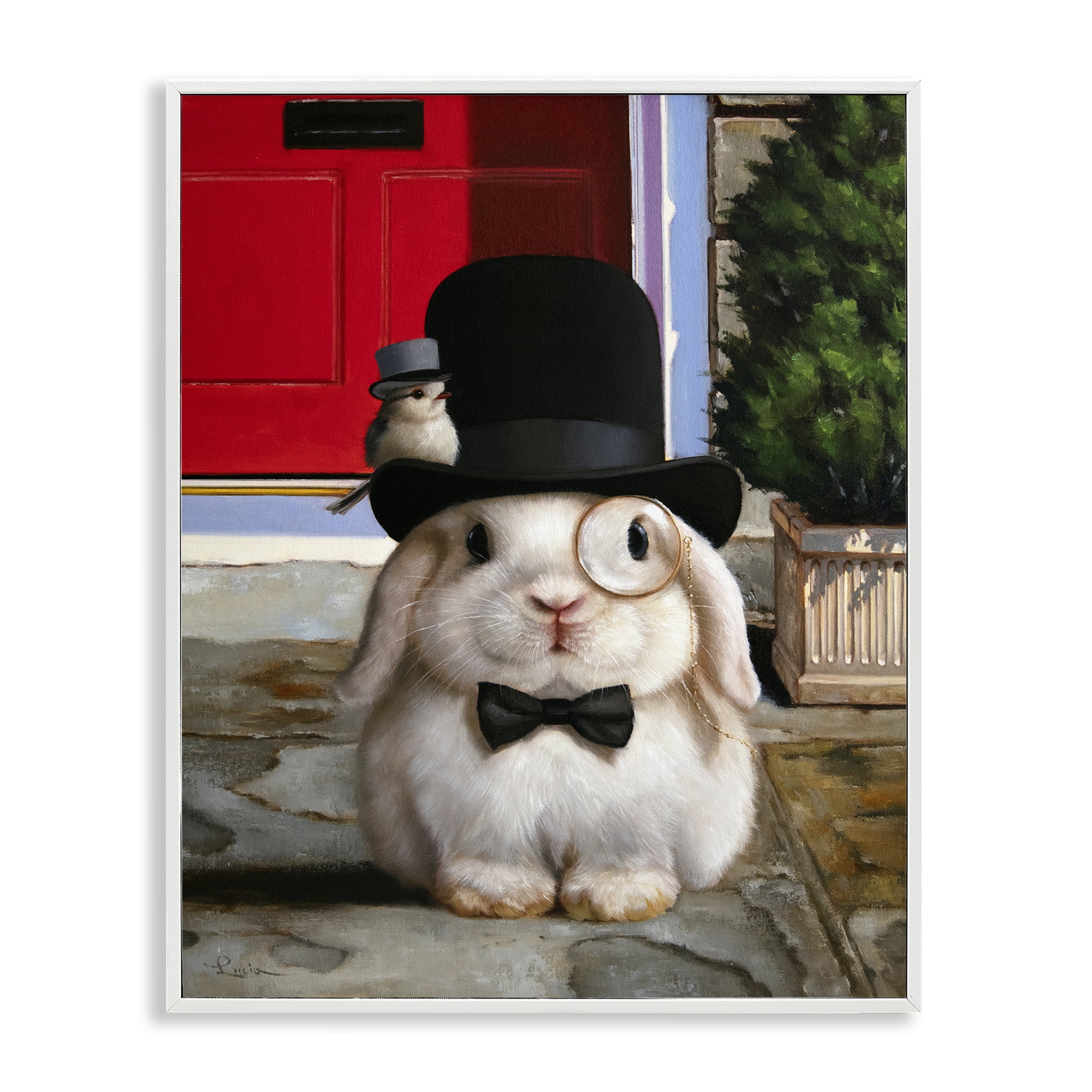 Stupell Industries Lord Bunbury Rabbit White Framed Giclee Art, design by Lucia Heffernan
