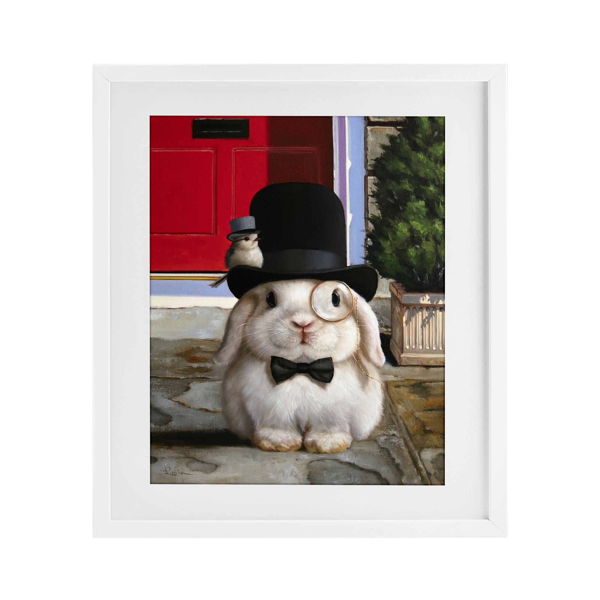 Stupell Industries Lord Bunbury Rabbit White Framed Print Under Glass, design by Lucia Heffernan