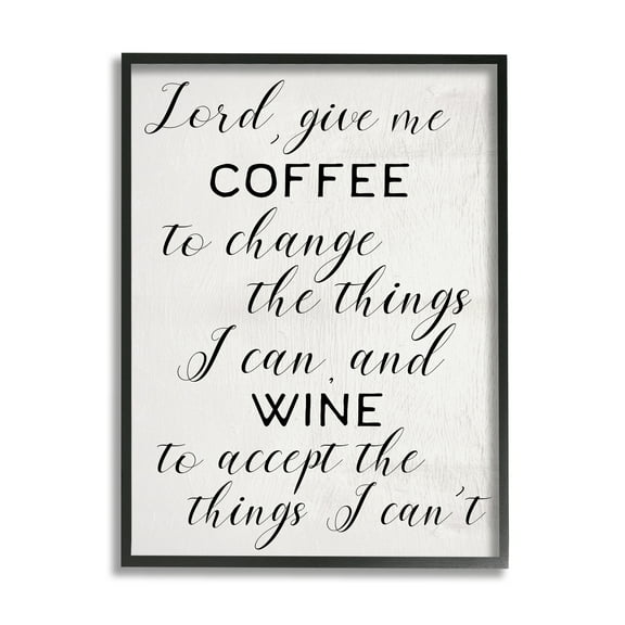 Stupell Industries Lord, Give Me Coffee and Wine Kitchen Phrase Inspirational Painting Black Framed Art Print Wall Art, 11 x 14