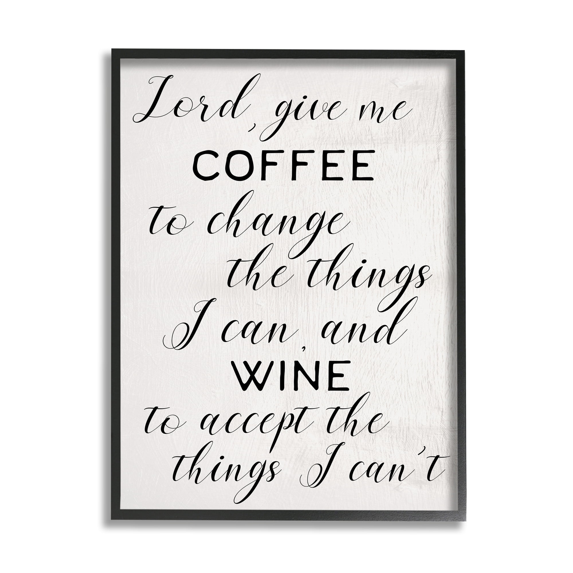 Stupell Industries Lord, Give Me Coffee and Wine Kitchen Phrase Inspirational Painting Black Framed Art Print Wall Art, 16 x 20