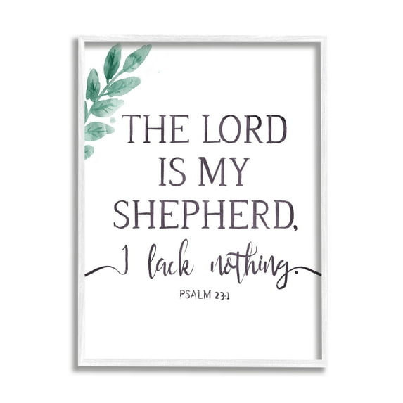 Stupell Industries Lord Is My Shepherd Faith Phrase Plant Greenery Graphic Art Framed Art Print Wall Art, 16x20, By Onrei