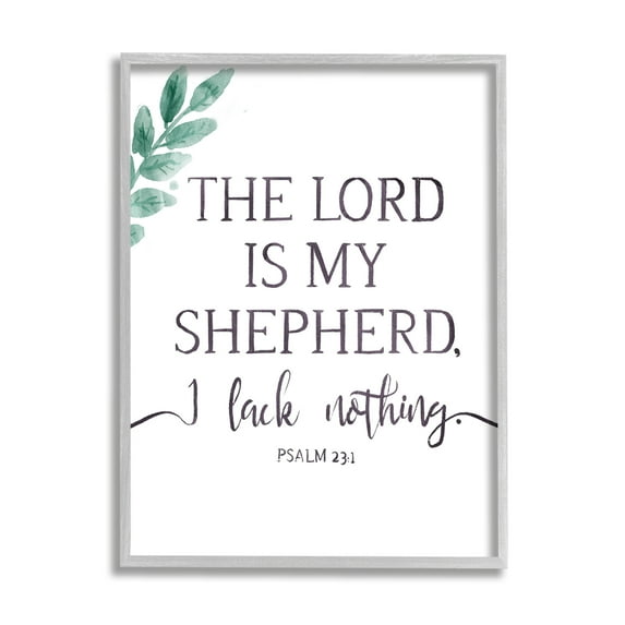Stupell Industries Lord Is My Shepherd Faith Phrase Plant Greenery Graphic Art Framed Art Print Wall Art, 24x30, By Onrei