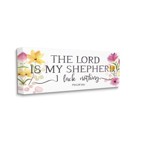 Stupell Industries Lord Is My Shepherd Faith Quote Spring Florals Design by Onrei, 10" x 24"