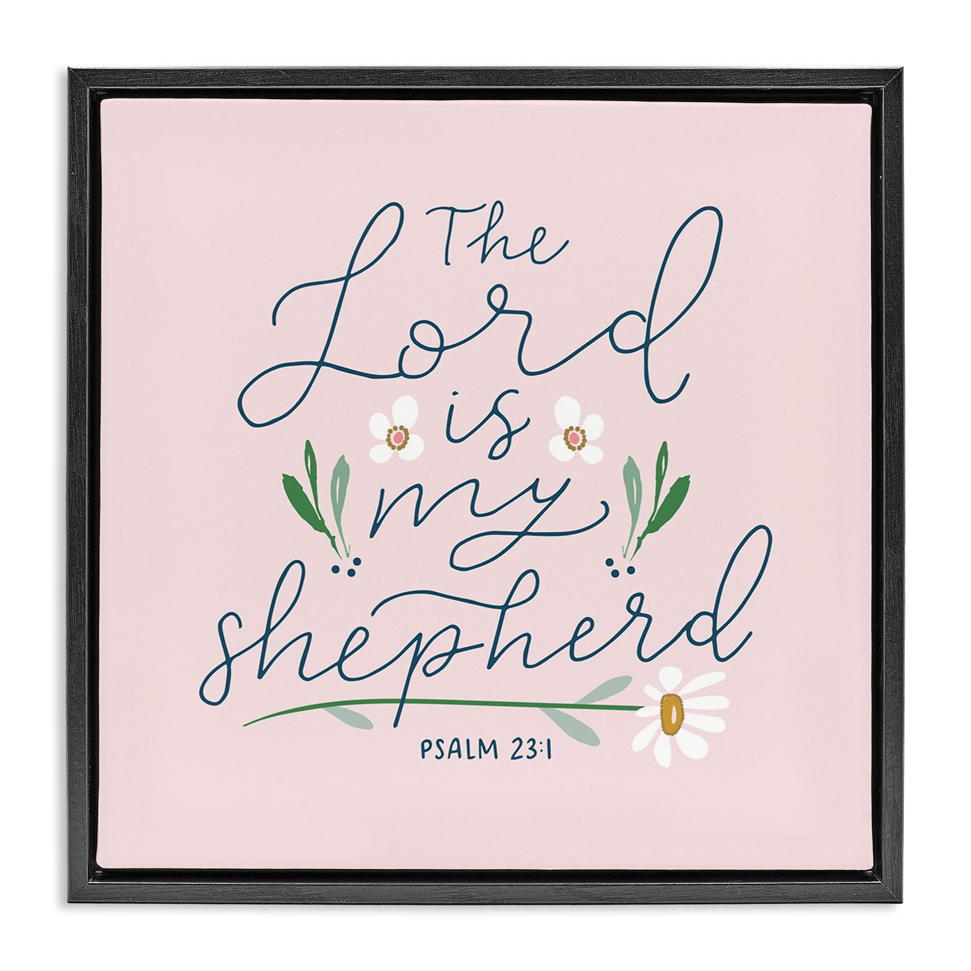 Stupell Industries Lord Is My Shepherd Religious & Spiritual Painting Black Floater Framed Canvas Art Print Wall Art, 25 x 25