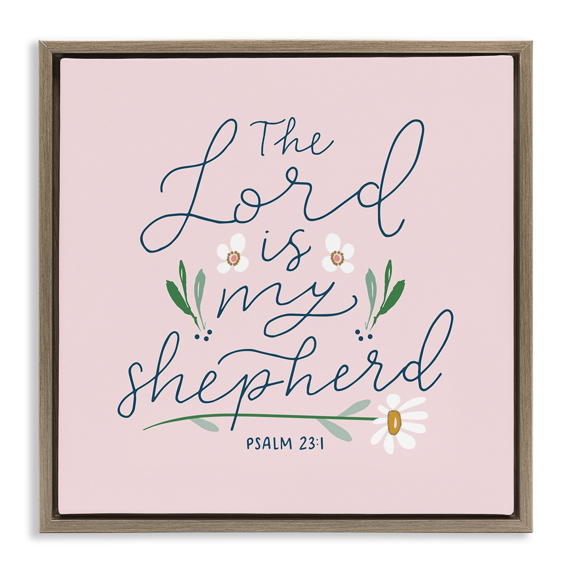Stupell Industries Lord Is My Shepherd Religious & Spiritual Painting Brown Floater Framed Canvas Art Print Wall Art, 18 x 18