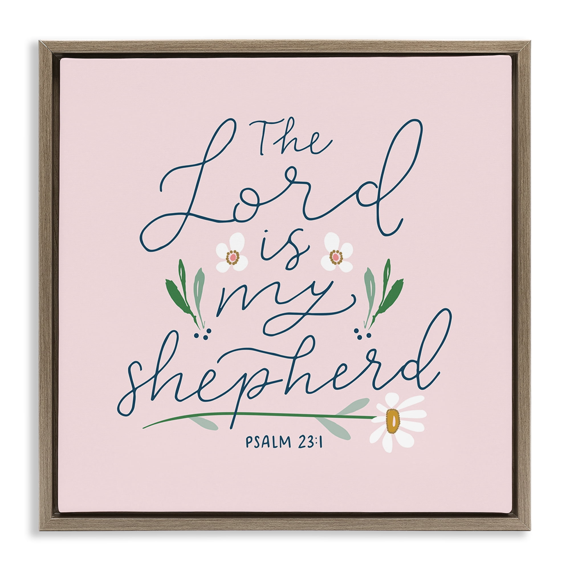 Stupell Industries Lord Is My Shepherd Religious & Spiritual Painting Brown Floater Framed Canvas Art Print Wall Art, 25 x 25