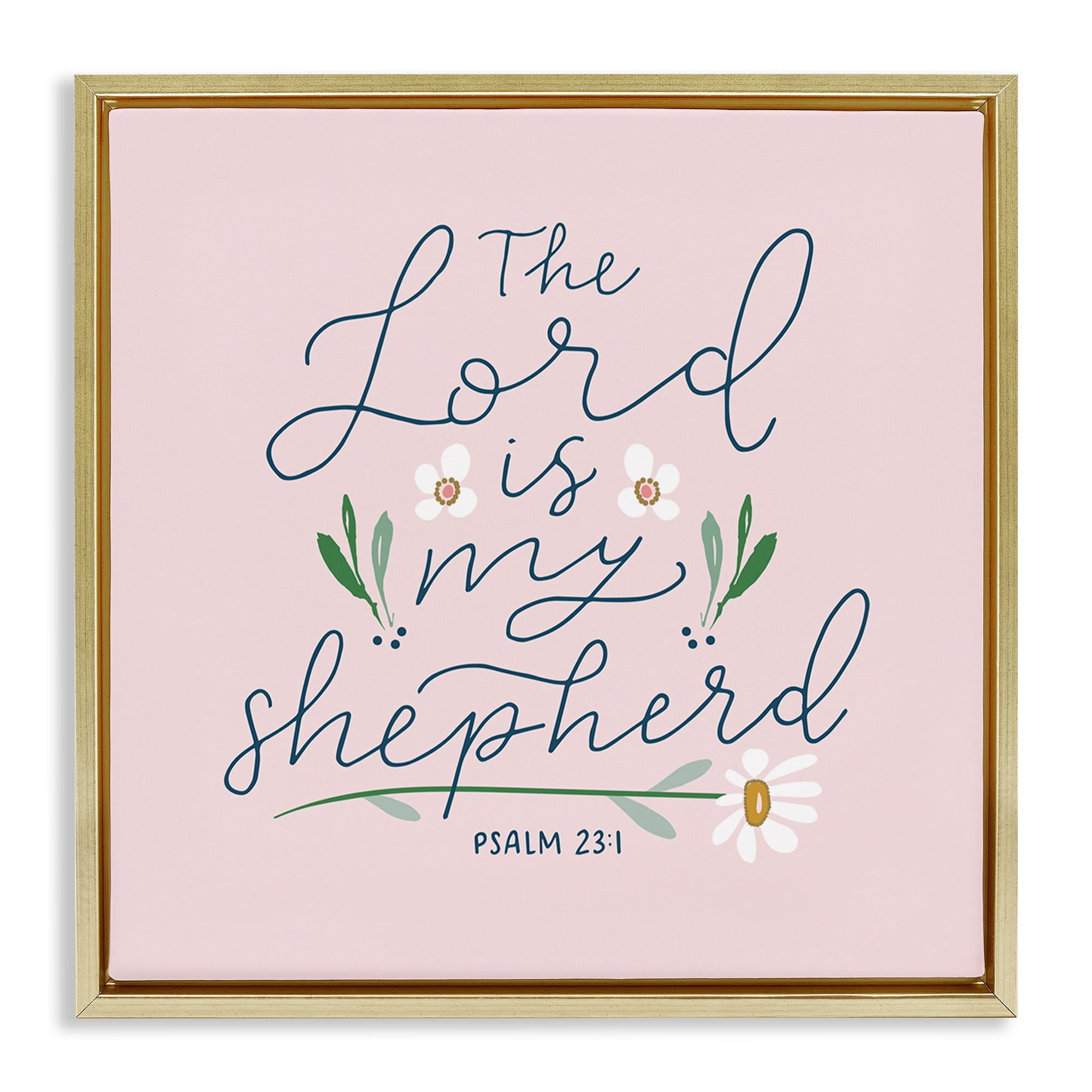 Stupell Industries Lord Is My Shepherd Religious & Spiritual Painting Gold Floater Framed Canvas Art Print Wall Art, 18 x 18