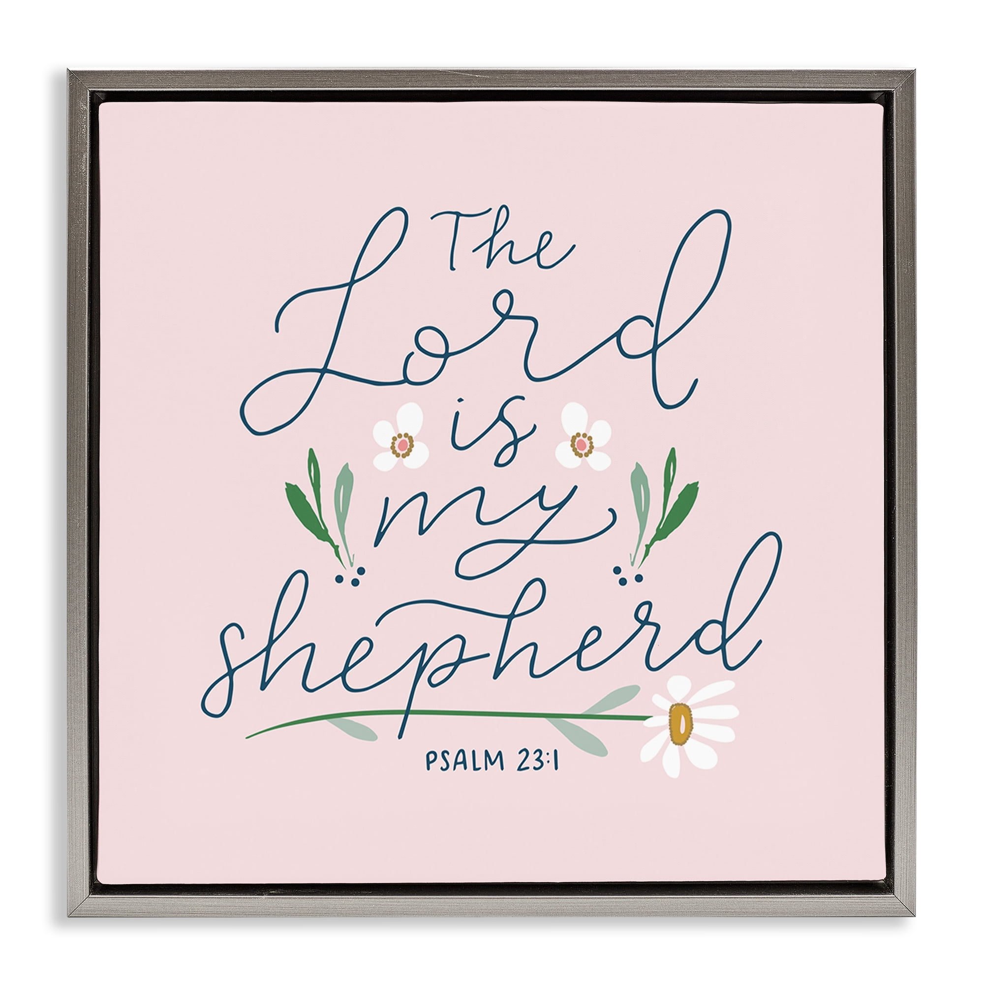 Stupell Industries Lord Is My Shepherd Religious & Spiritual Painting Gray Floater Framed Canvas Art Print Wall Art, 25 x 25