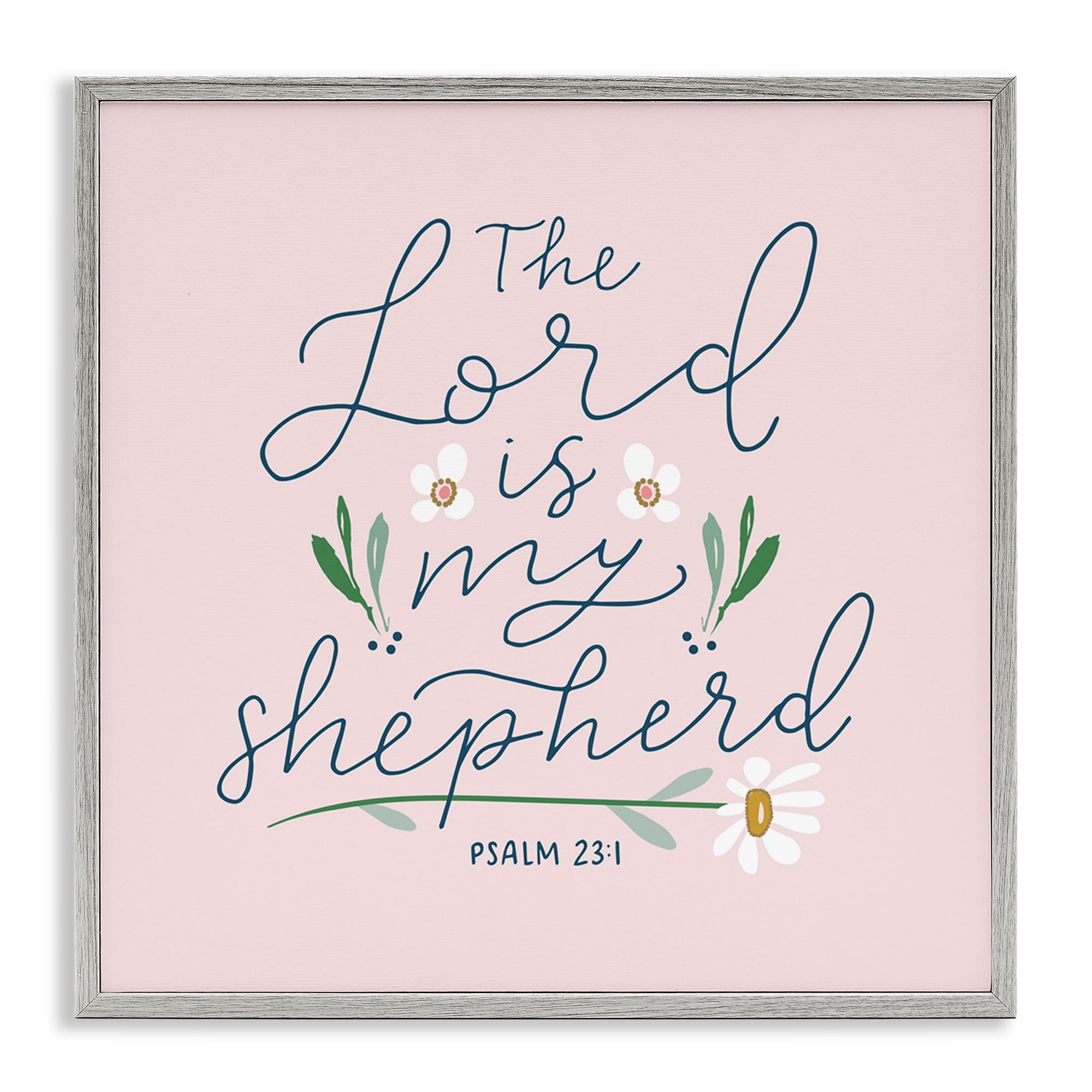 Stupell Industries Lord Is My Shepherd Religious & Spiritual Painting Gray Framed Art Print Wall Art, 24 x 24