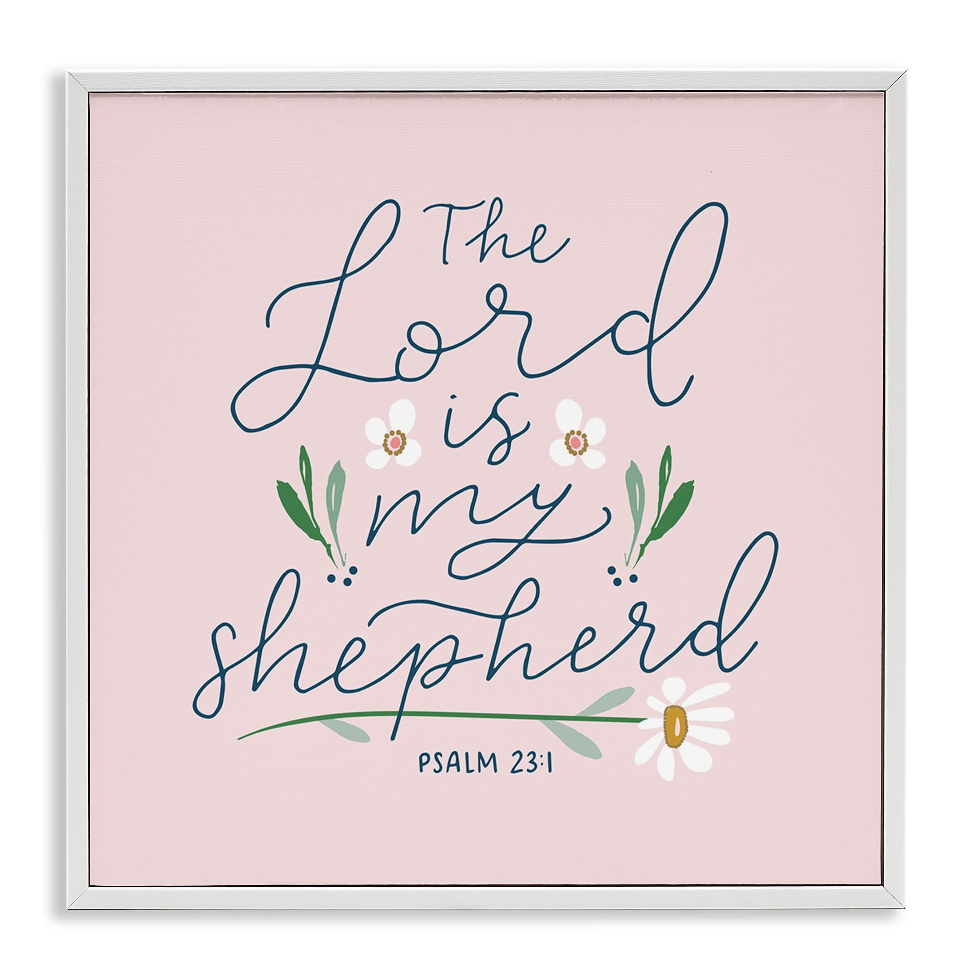 Stupell Industries Lord Is My Shepherd Religious & Spiritual Painting White Framed Art Print Wall Art, 12 x 12