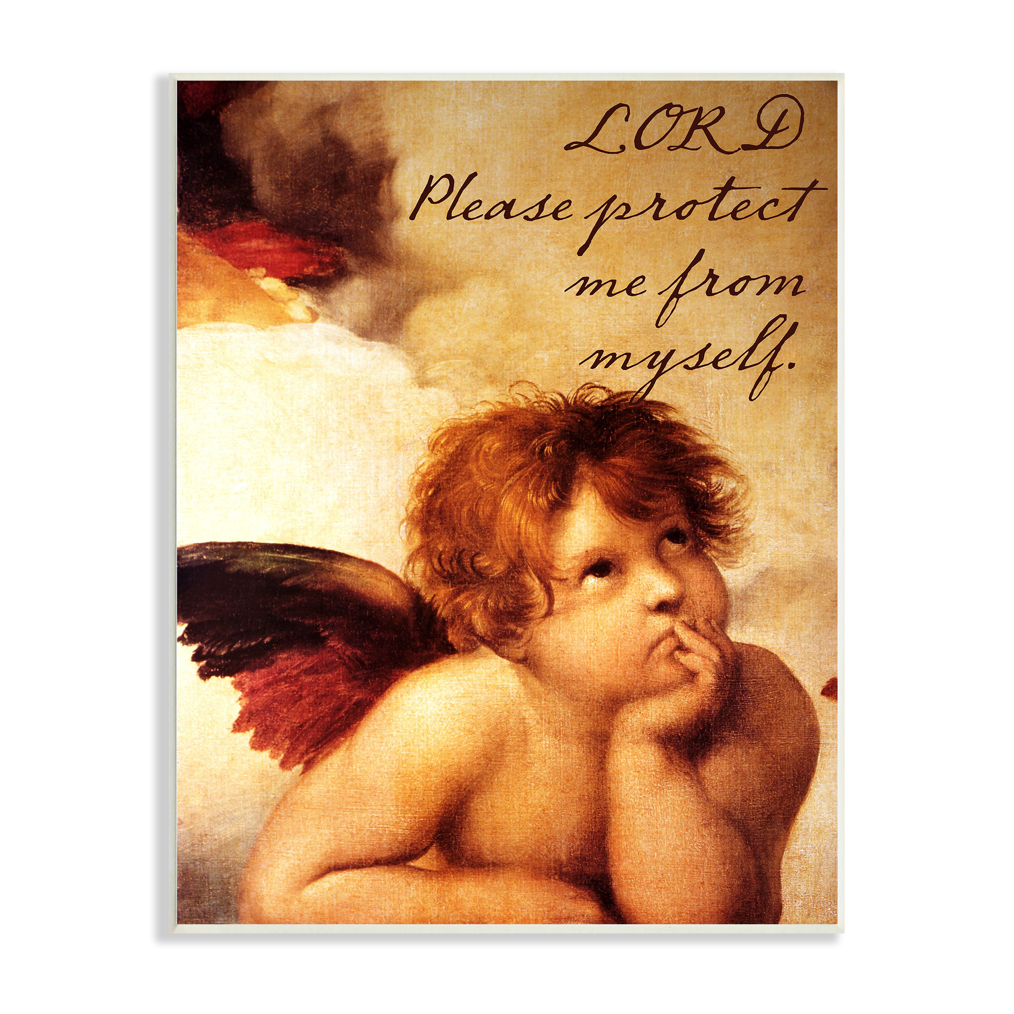 Stupell Industries Lord Protect Me Quote Traditional Angel Design , 10 x 15, Design by Mindy Sommers