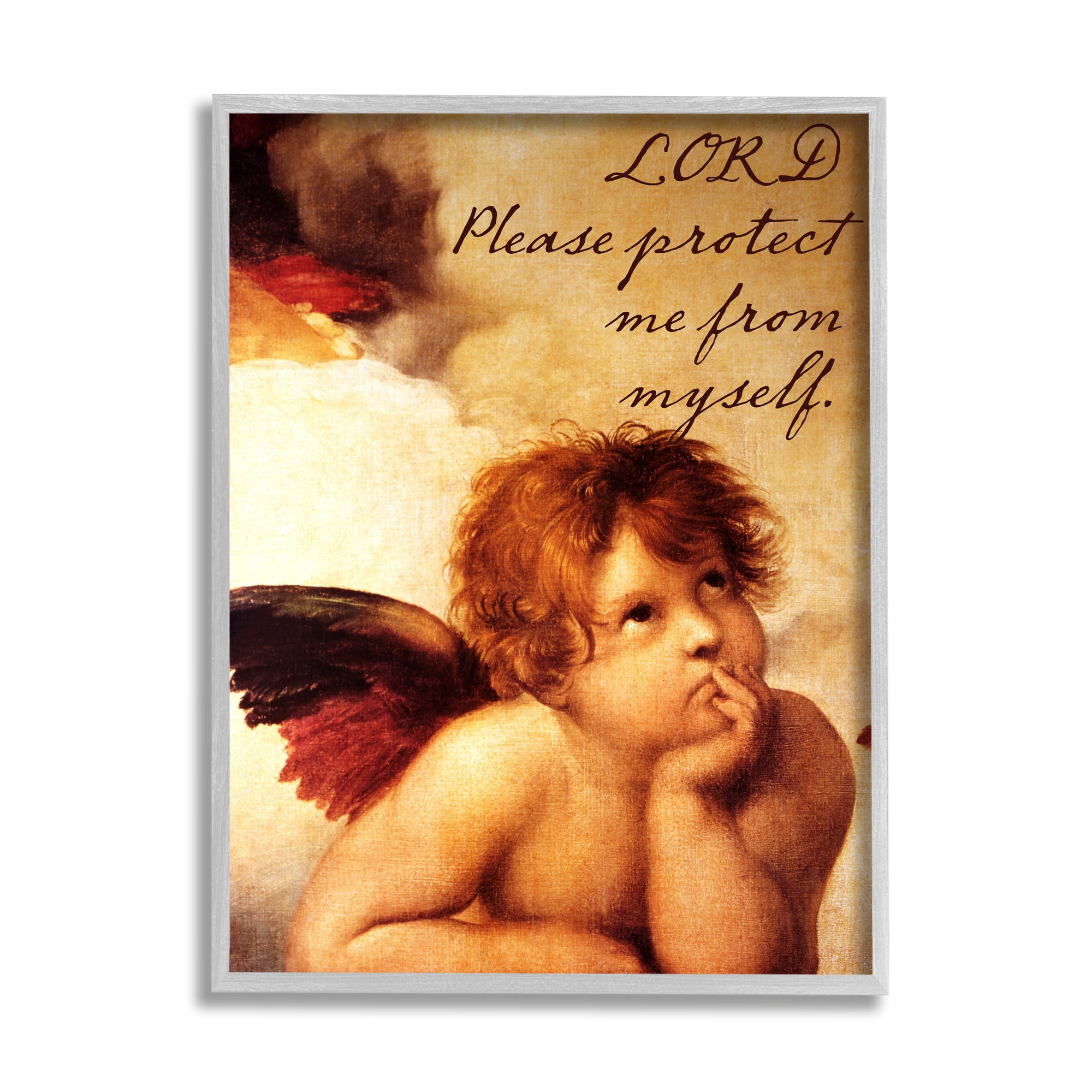 Stupell Industries Lord Protect Me Quote Traditional Angel Design , 11 x 14, Design by Mindy Sommers