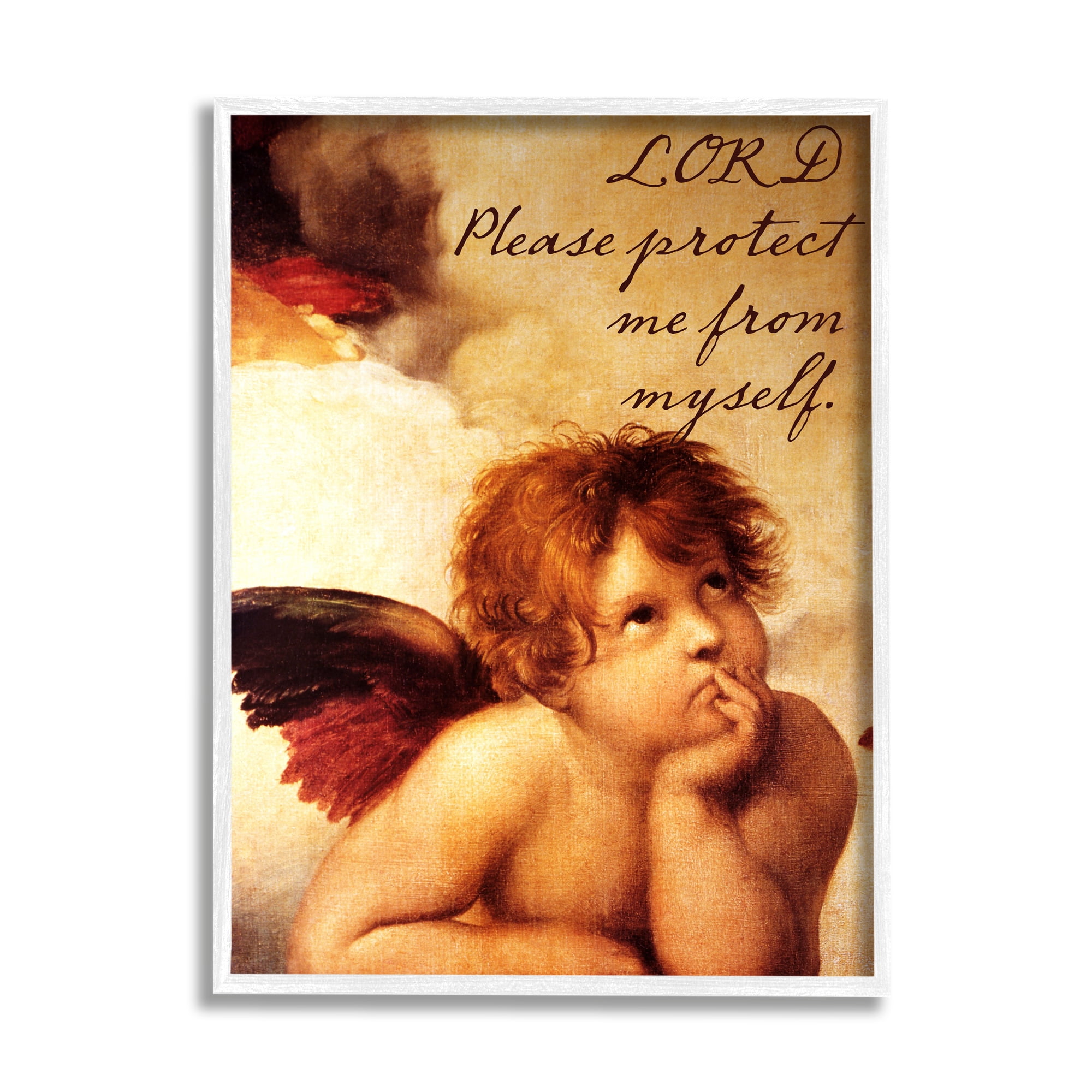 Stupell Industries Lord Protect Me Quote Traditional Angel Design , 11 x 14, Design by Mindy Sommers