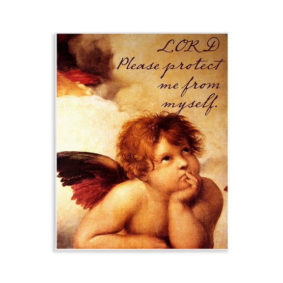 Stupell Industries Lord Protect Me with Cherub Wall Plaque Art design by Sophie 6, 14 x 11