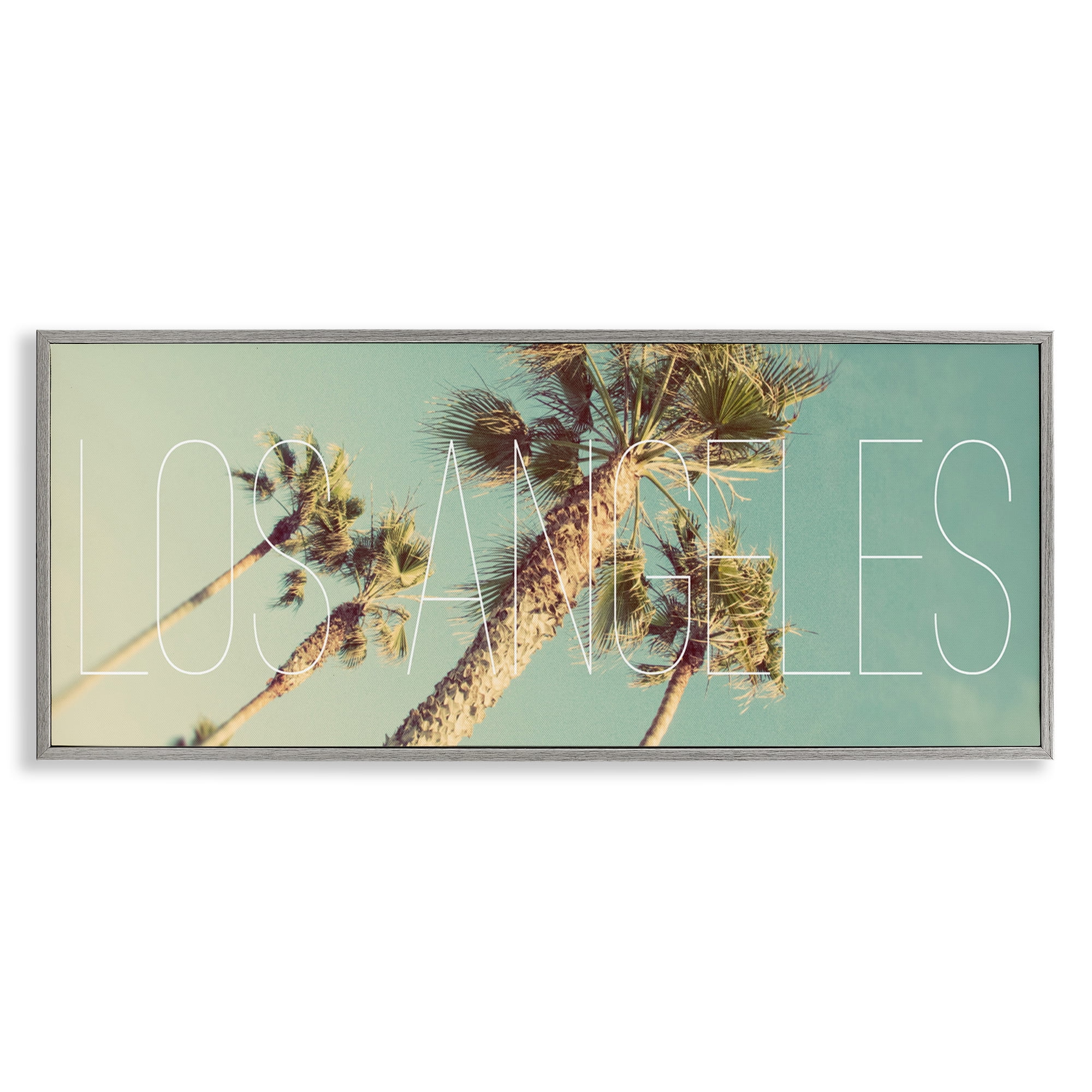 Los Angeles Palms Gray Framed 30" x 13" Art Print