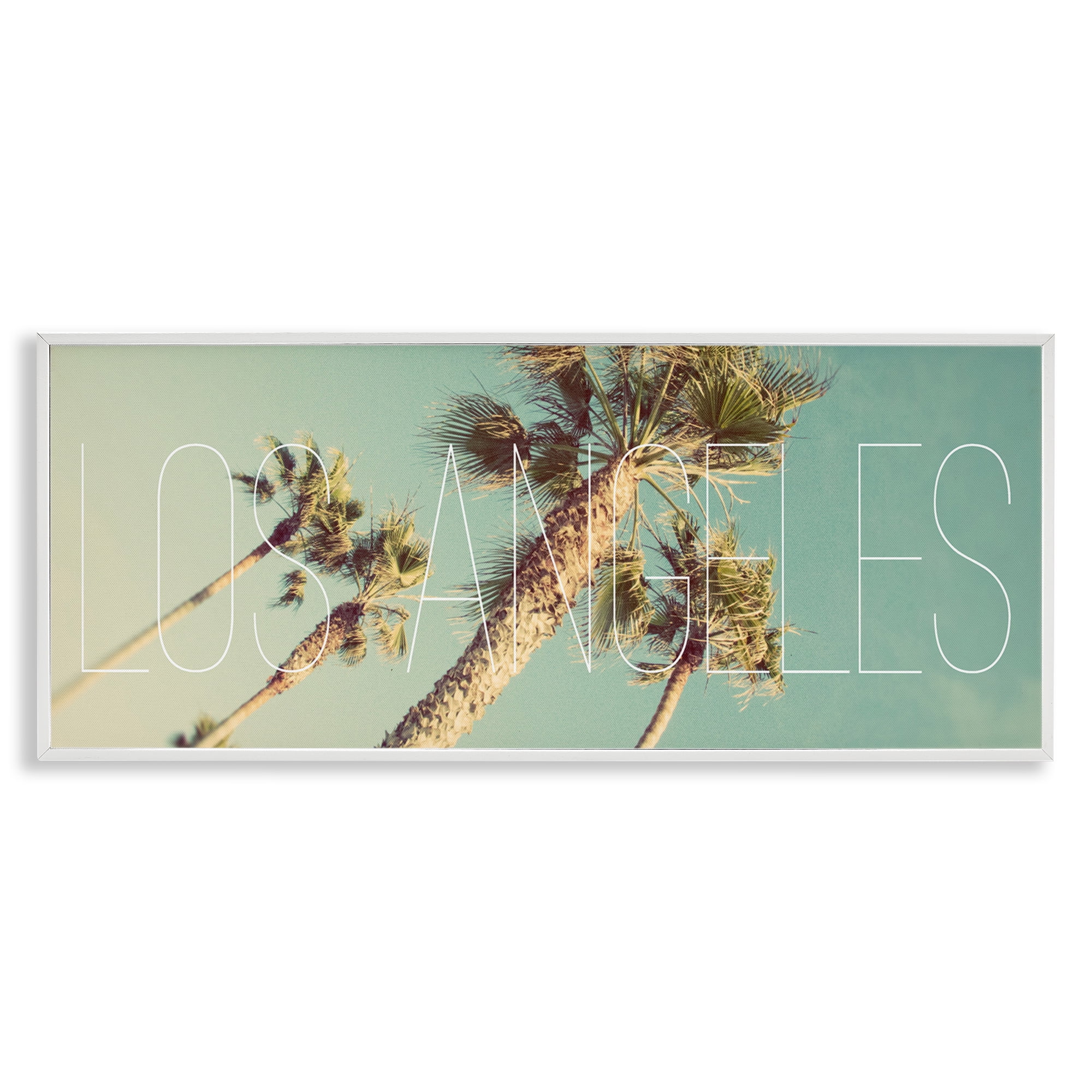 Stupell Industries Los Angeles Palms Town & City Painting White Framed Art Print Wall Art, 30 x 13