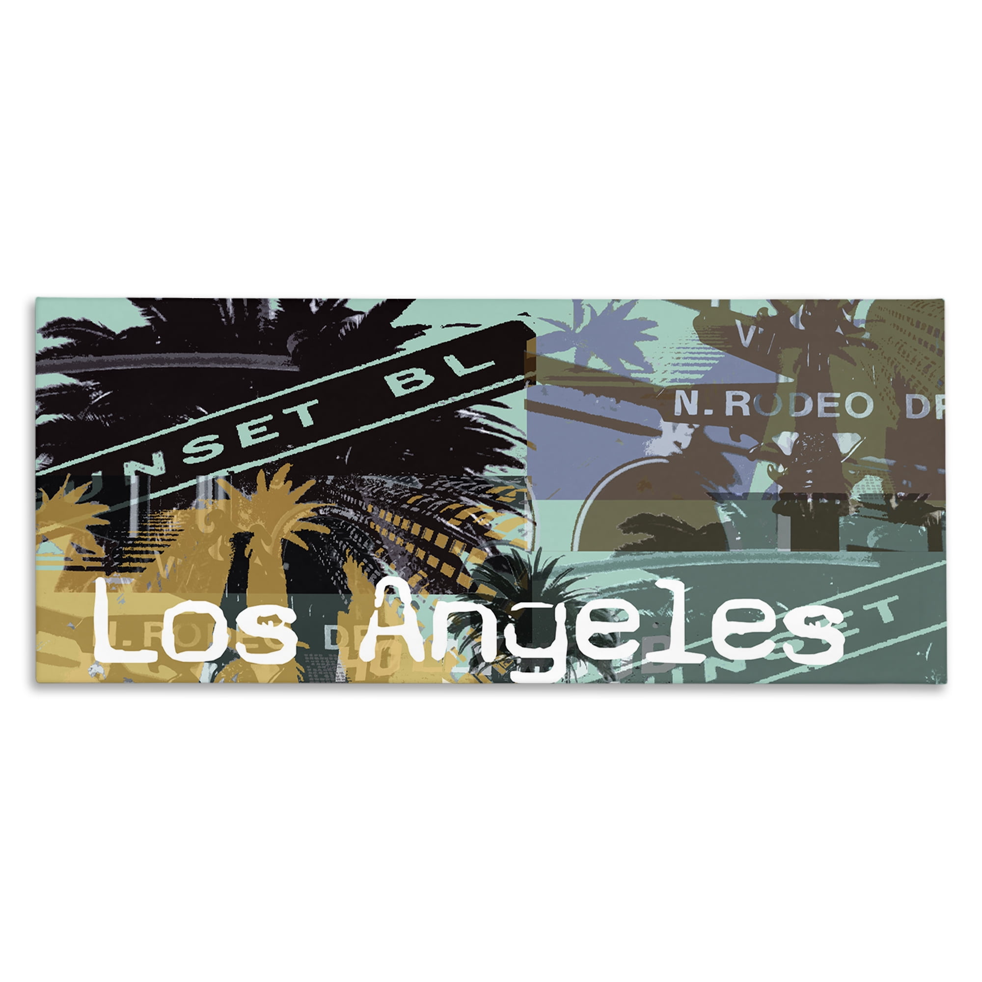 Stupell Industries Los Angeles Travel Collage Town & City Painting Gallery Wrapped Canvas Art Print Wall Art, 30 x 13
