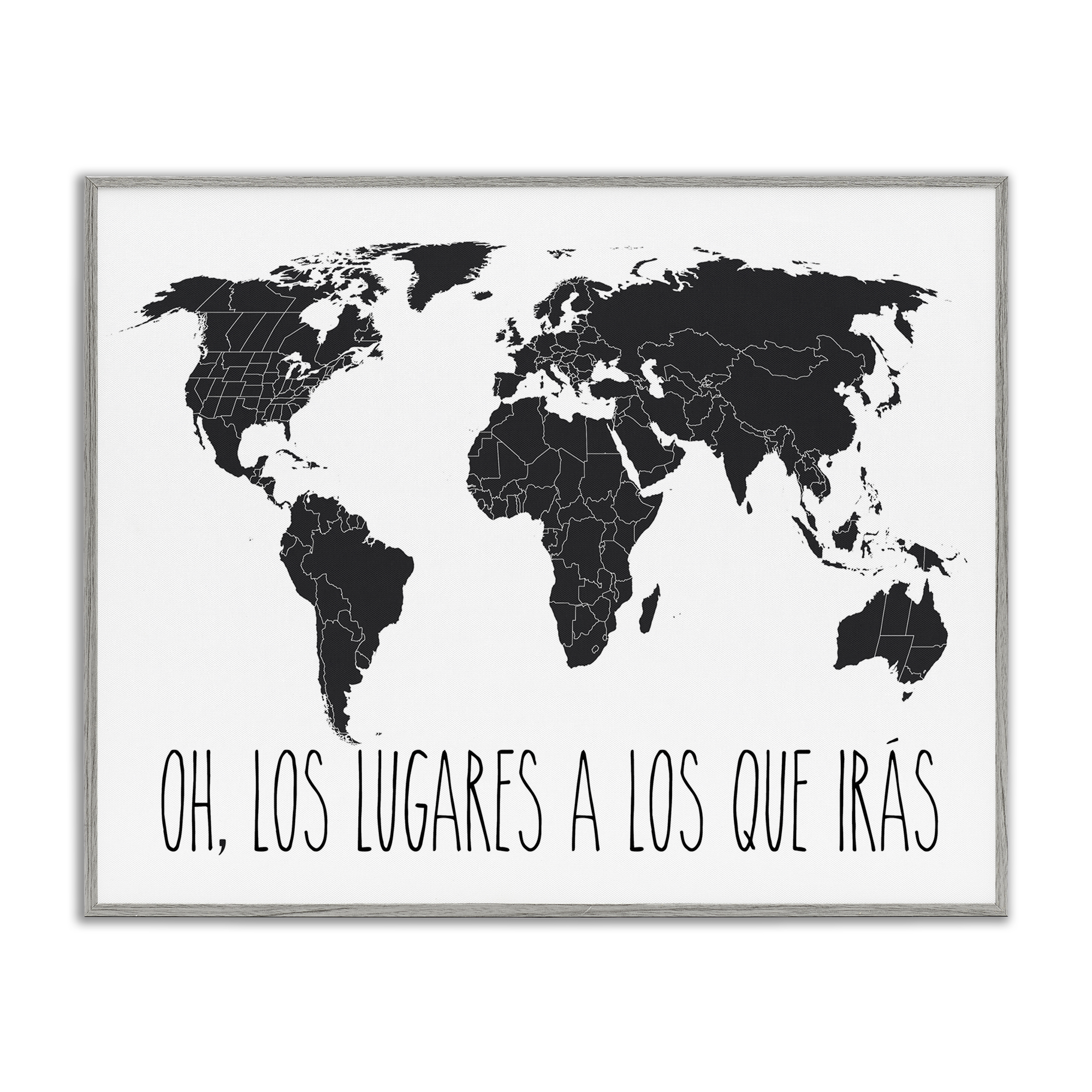 Stupell Industries Los Lugares a Los Que Iras Inspirational Quotes & Sayings Painting Gray Framed Art Print Wall Art, 14 x 11