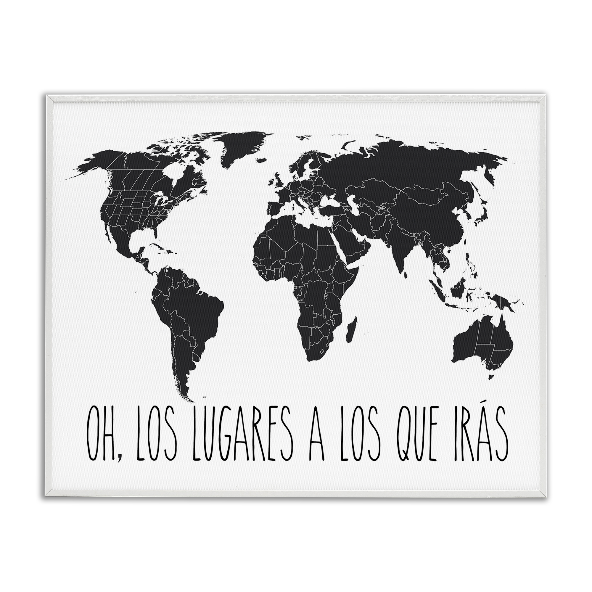 Stupell Industries Los Lugares a Los Que Iras Inspirational Quotes & Sayings Painting White Framed Art Print Wall Art, 30 x 24