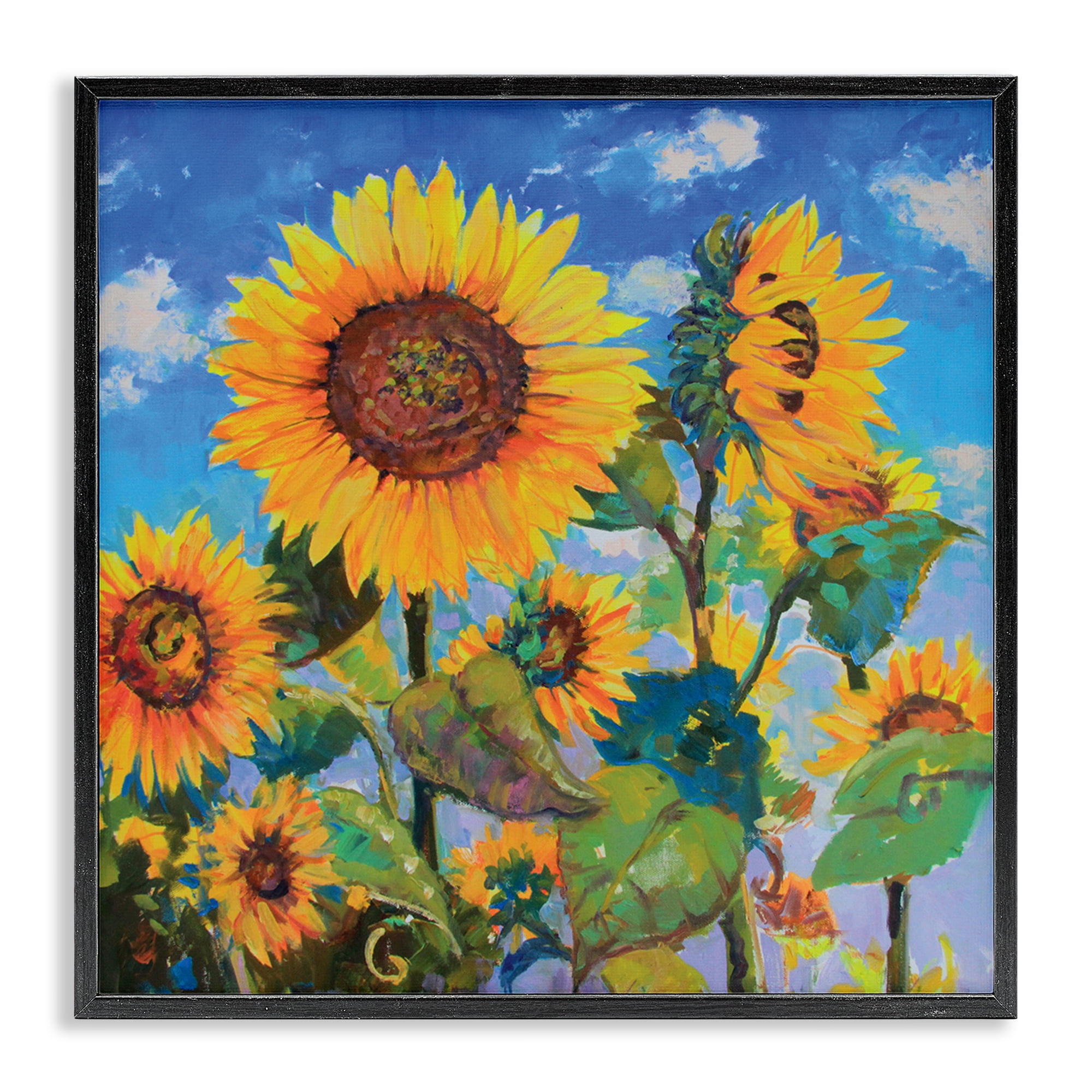 Stupell Industries Lost Acres Sunflowers Plants & Flowers Painting Black Framed Art Print Wall Art, 12 x 12
