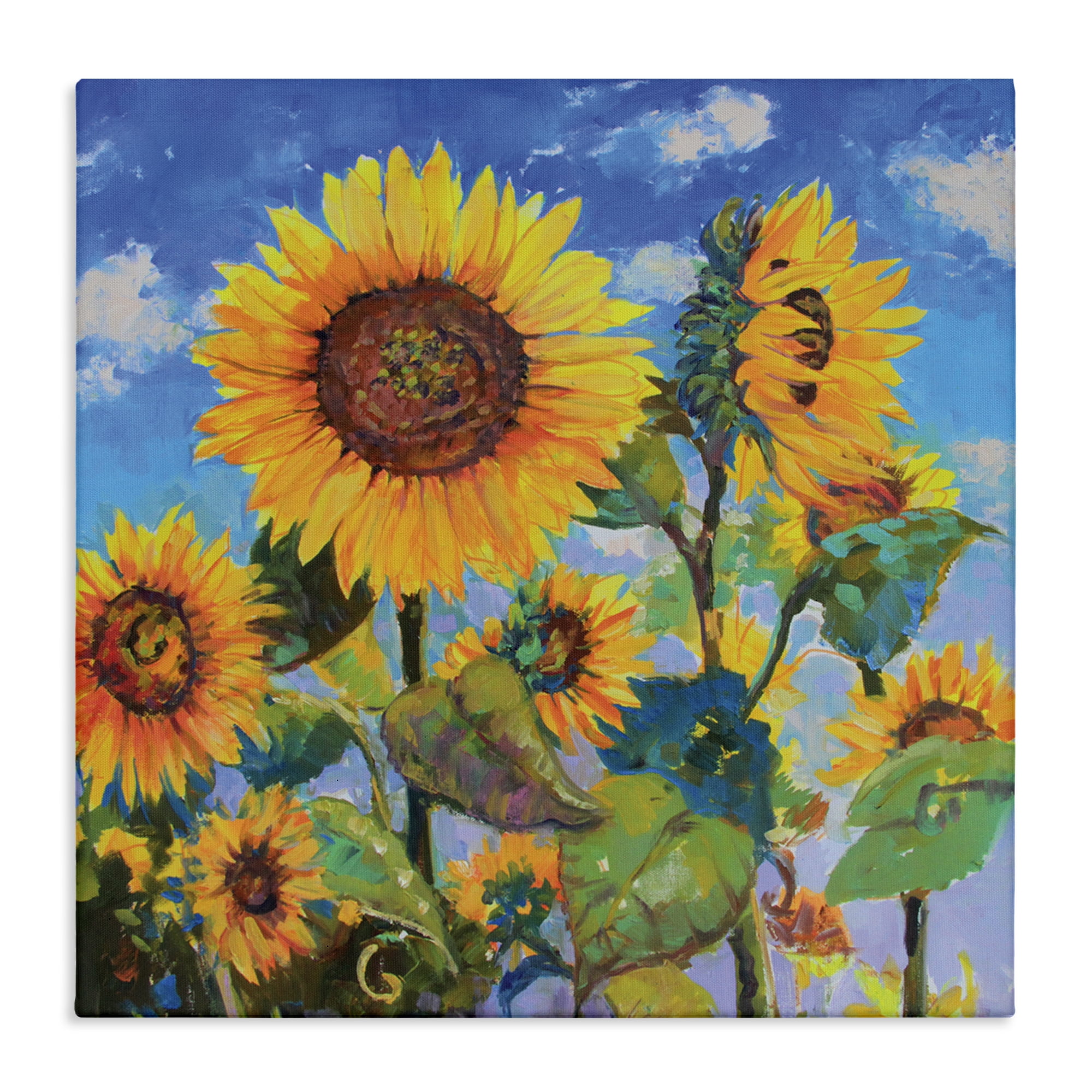 Stupell Industries Lost Acres Sunflowers Plants & Flowers Painting Wrapped Canvas Art Print Wall Art, 24 x 24