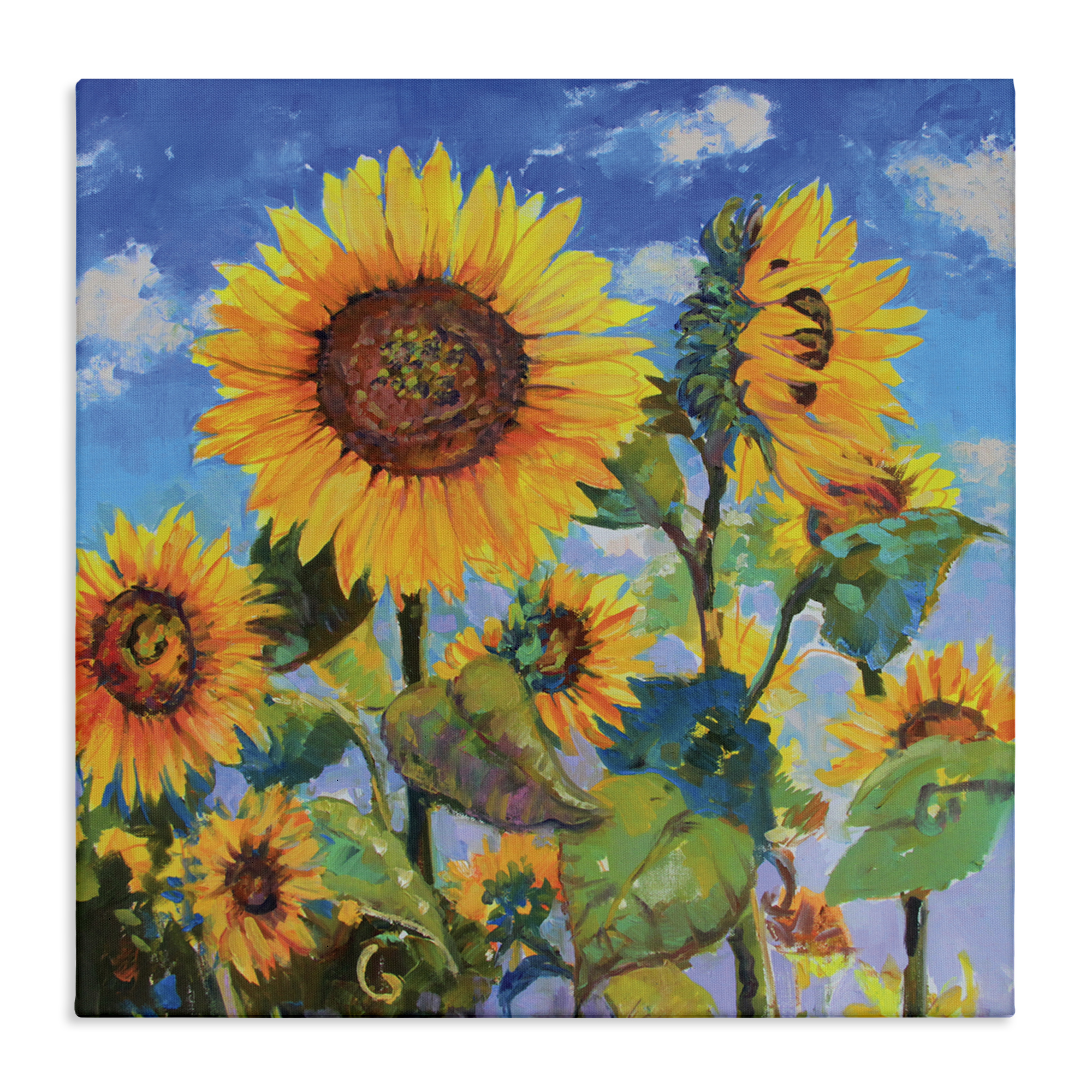 Stupell Industries Lost Acres Sunflowers Plants & Flowers Painting Wrapped Canvas Art Print Wall Art, 36 x 36