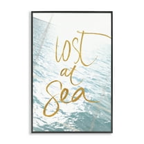 Stupell Industries Lost At Sea Phrase Coastal Painting Black Framed Art Print Wall Art, 12 x 18