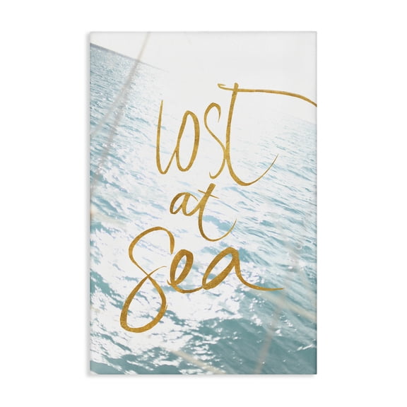 Stupell Industries Lost At Sea Phrase Coastal Painting Gallery Wrapped Canvas Art Print Wall Art, 16 x 24