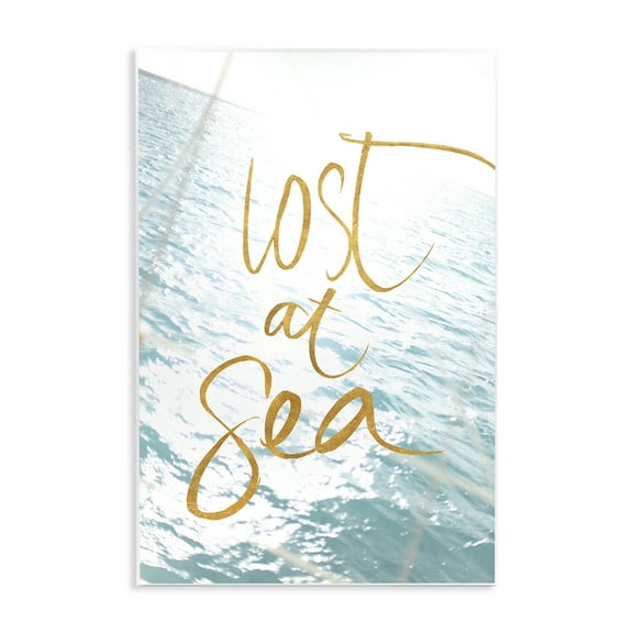 Stupell Industries Lost At Sea Phrase Coastal Painting Unframed Art Print Wall Art, 10 x 15