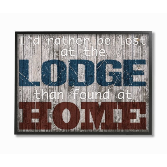 Stupell Industries Lost At The Lodge Funny Word Country Home Wood Textured Design Framed Giclee Texturized Art by Marcus Prime