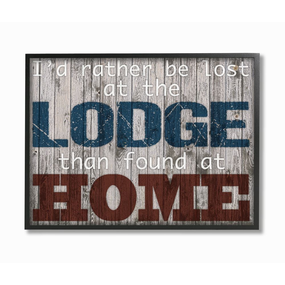 Stupell Industries Lost At The Lodge Funny Word Country Home Wood Textured Design Framed Giclee Texturized Art by Marcus Prime