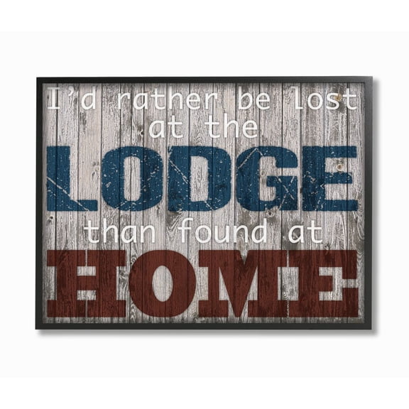 Stupell Industries Lost At The Lodge Funny Word Country Home Wood Textured Design Framed Giclee Texturized Art by Marcus Prime