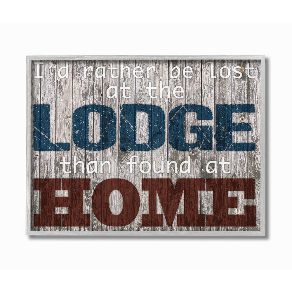 Stupell Industries Lost At The Lodge Funny Word Country Home Wood Textured Design Gray Farmhouse Rustic Framed Giclee Texturized Art by Marcus Prime