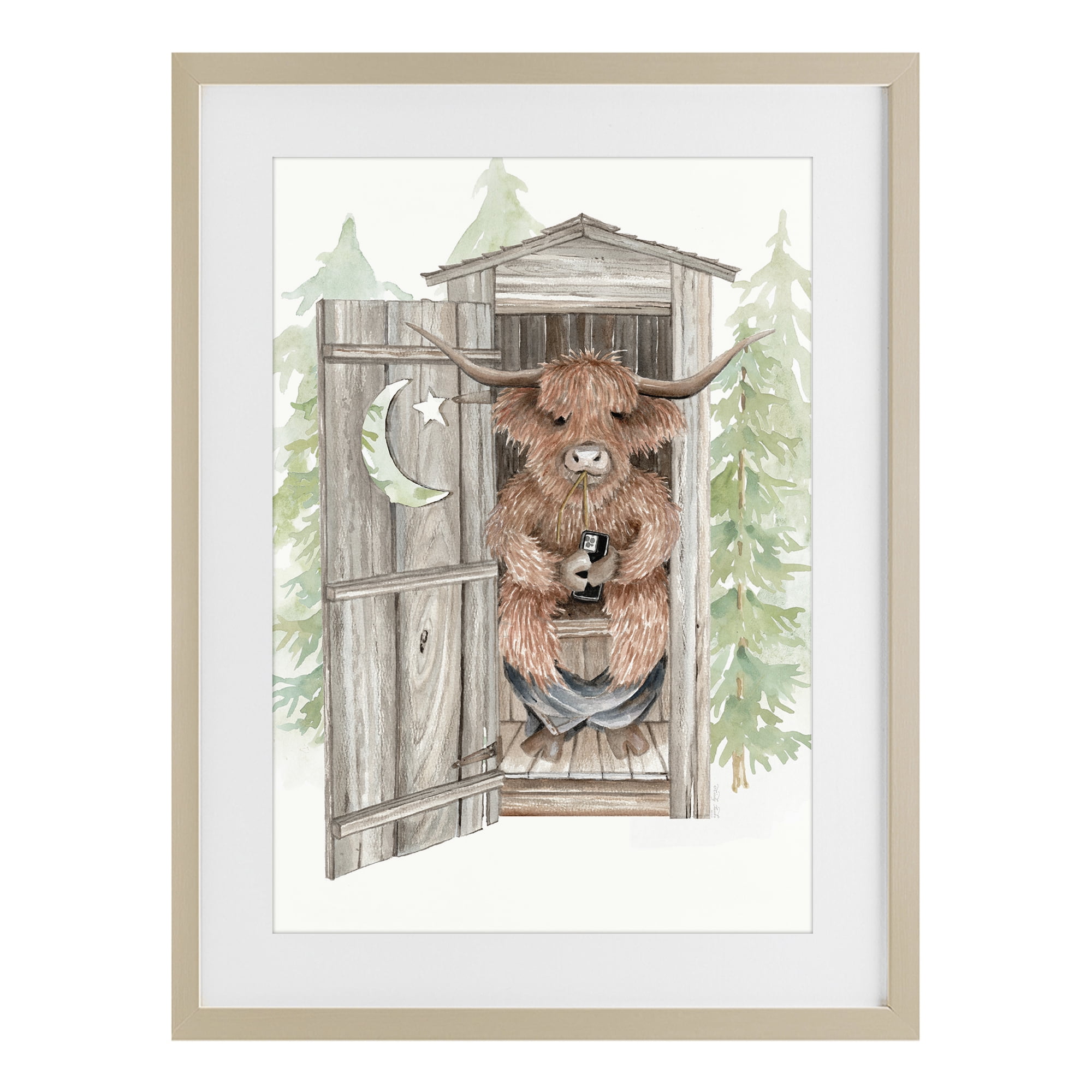 Stupell Industries Lost In Scroll Outhouse Birch Framed Print Under Glass, design by Cindy Jacobs