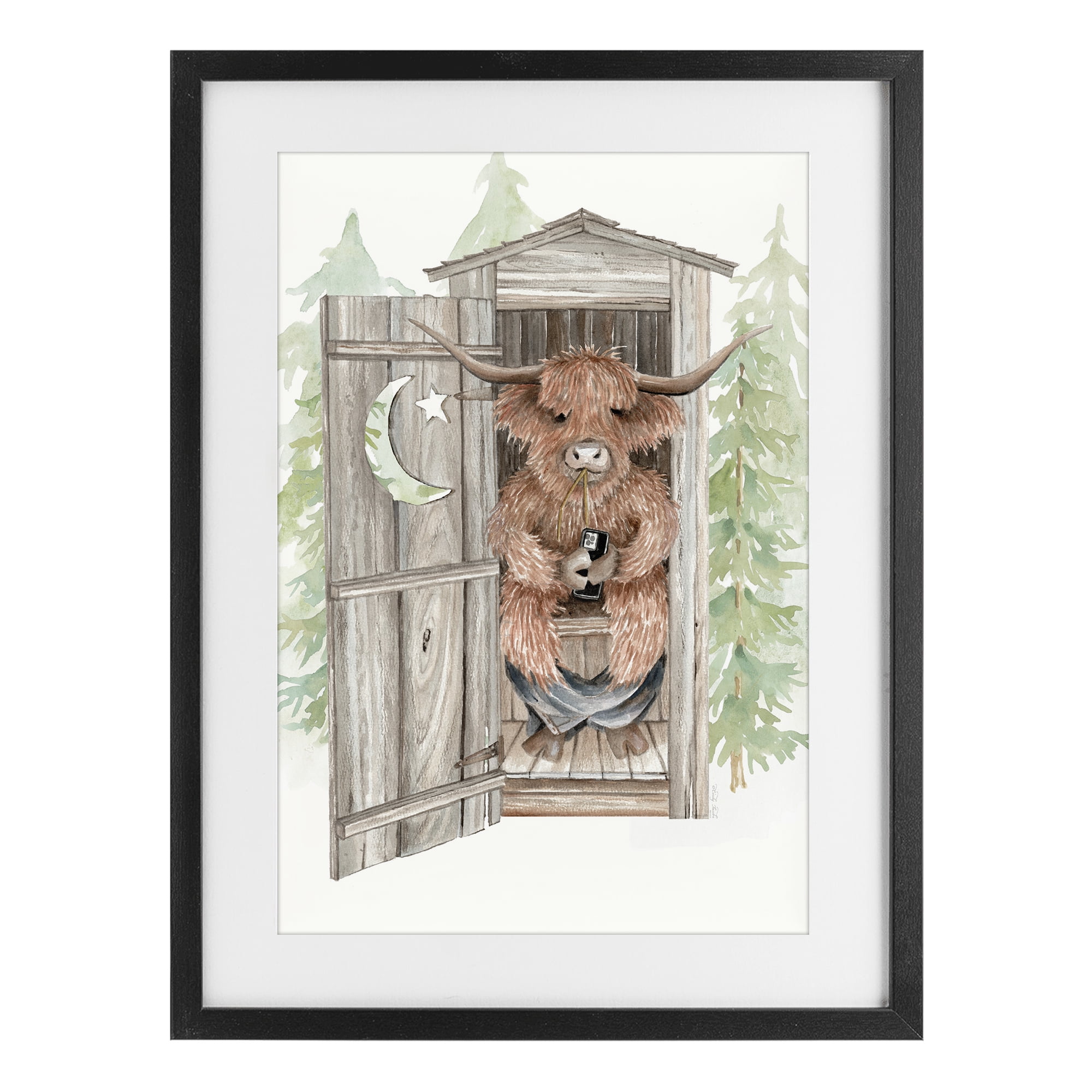 Stupell Industries Lost In Scroll Outhouse Black Framed Print Under Glass, design by Cindy Jacobs