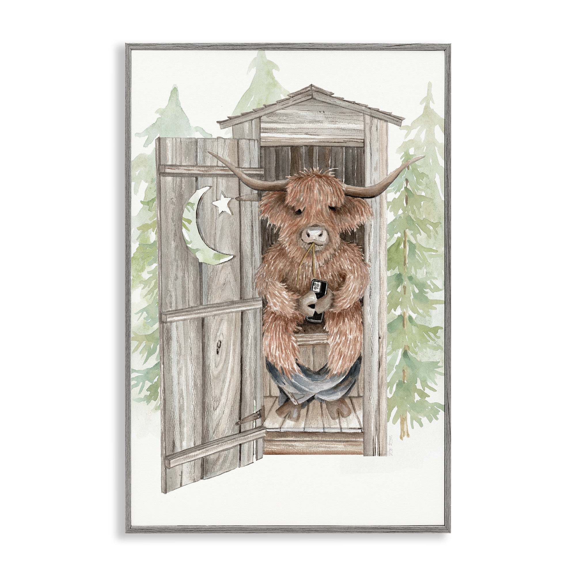 Stupell Industries Lost In Scroll Outhouse Gray Framed Giclee Art, design by Cindy Jacobs