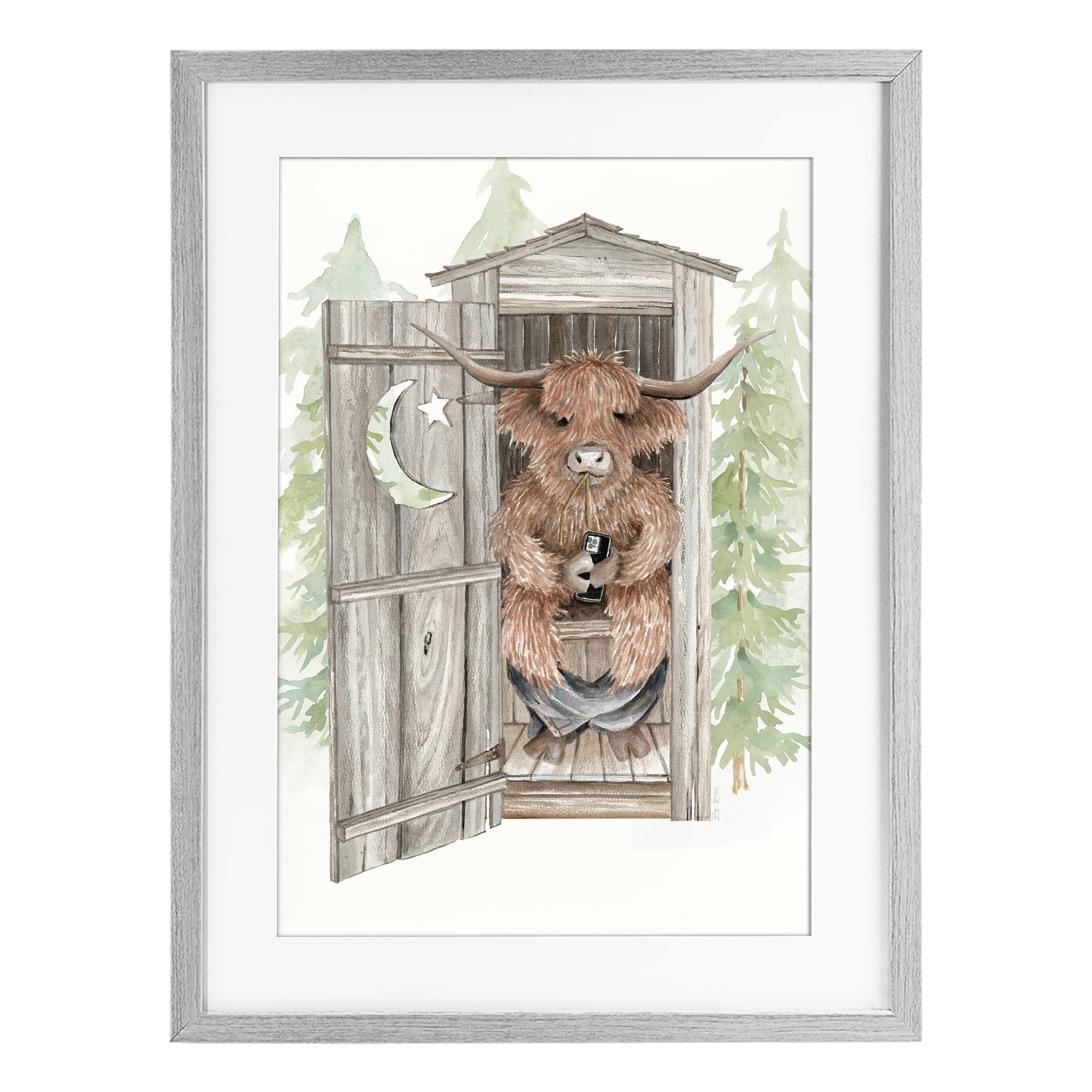 Stupell Industries Lost In Scroll Outhouse Gray Framed Print Under Glass, design by Cindy Jacobs