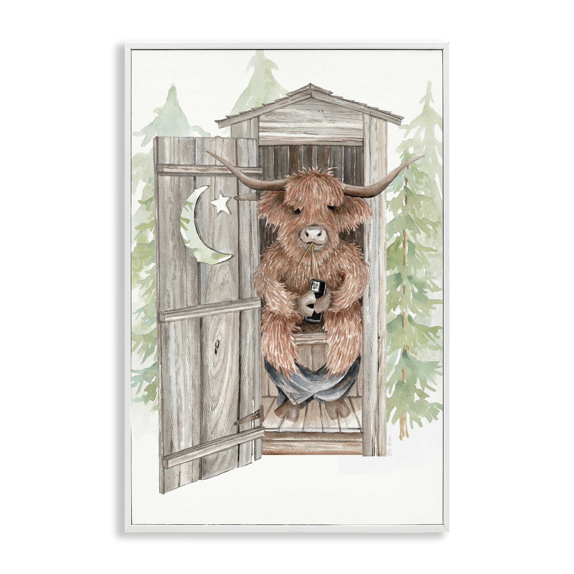 Stupell Industries Lost In Scroll Outhouse White Framed Giclee Art, design by Cindy Jacobs