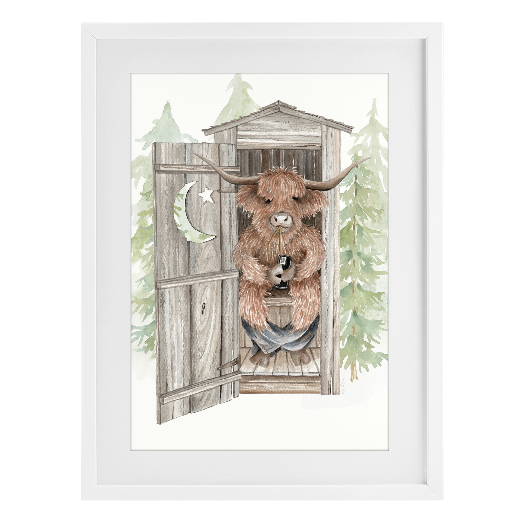 Stupell Industries Lost In Scroll Outhouse White Framed Print Under Glass, design by Cindy Jacobs