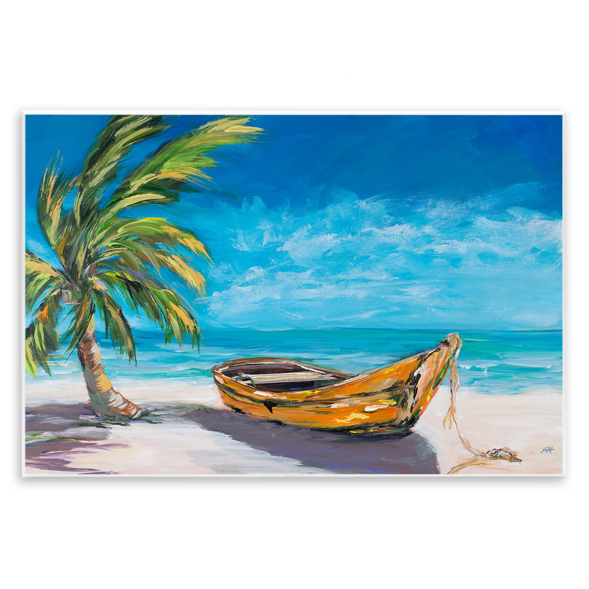 Stupell Industries Lost Island Palm & Boat Wall Plaque Art, design by Julie DeRice